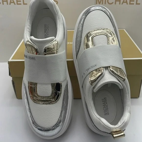 MICHAEL KORS Romey Mixed Media Slip-On Faux Tambled Platform Sneaker
Silver
New - Picture 12 of 16